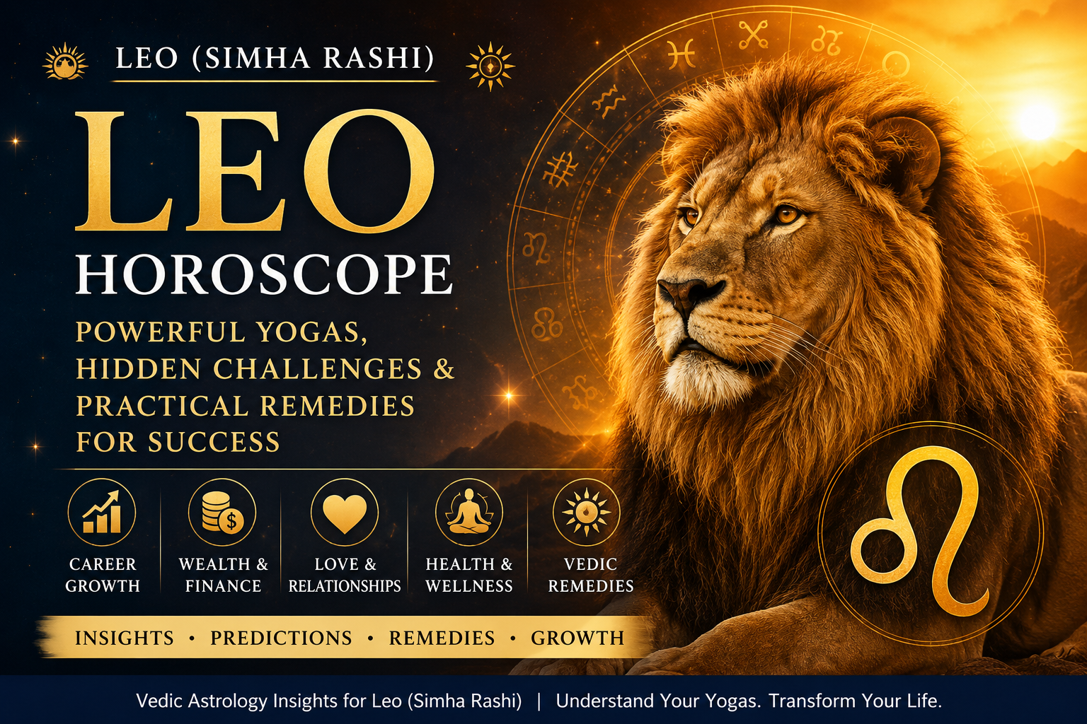 Leo (Simha Rashi) Horoscope Analysis: Auspicious Yogas, Challenging Yogas, Career, Wealth & Remedies